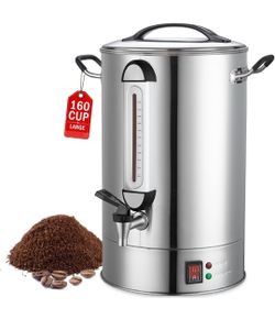 Commercial Coffee Urn 24L Brews Up To 160 Cups Stainless Steel
