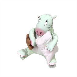 VTG The Monster Bed Book DRAGON Plush Stuffed Animal Susan Varley '86 Dennis 7"