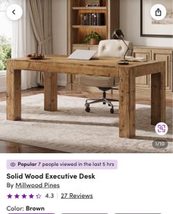 Millwood Pines Solid Wood Executive Desk