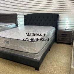 Queen Bed 🛏️ Headboard Frame Mattress And Box Spring All Included Brand New Same Day Delivery 🚚 Or Store Pickup 