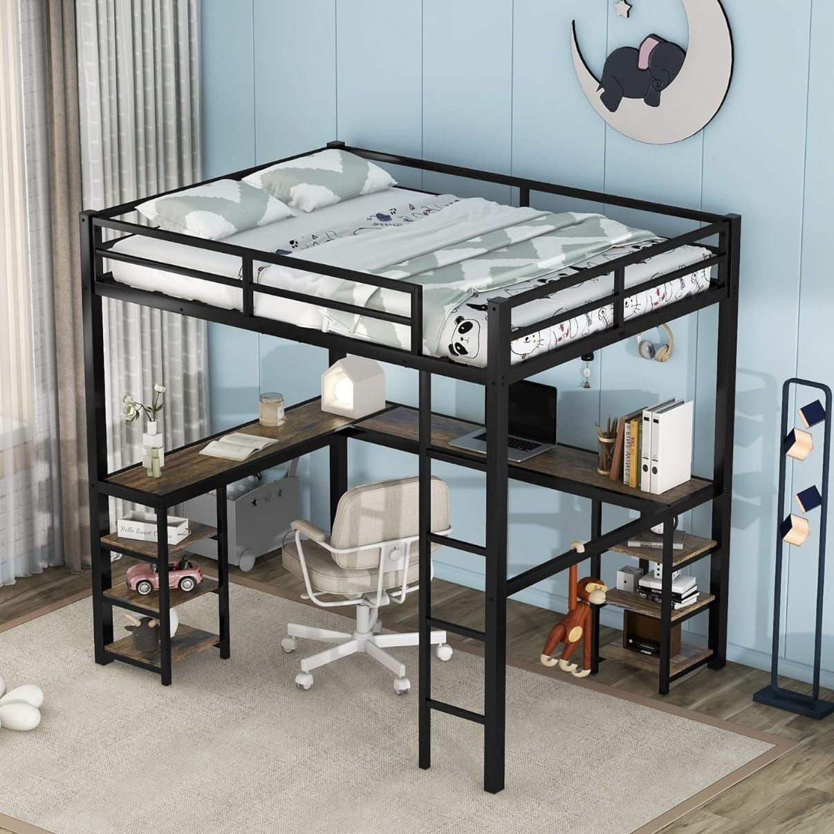 Full Size High Loft Bed With Desk Bunk Bed With Desk