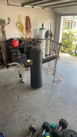 Weight Bench And Punching Bag