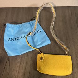 Antonio Melani Yellow Leather Crossbody Bag 