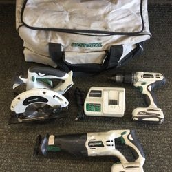 Cordless 18V 3 Tool Combo Kit MASTERFORCE Lithium Reciprocating & Circular Saws + Drill + 2-batteries + Charger + Bag