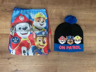Paw Patrol Hat and Drawstring Backpack
