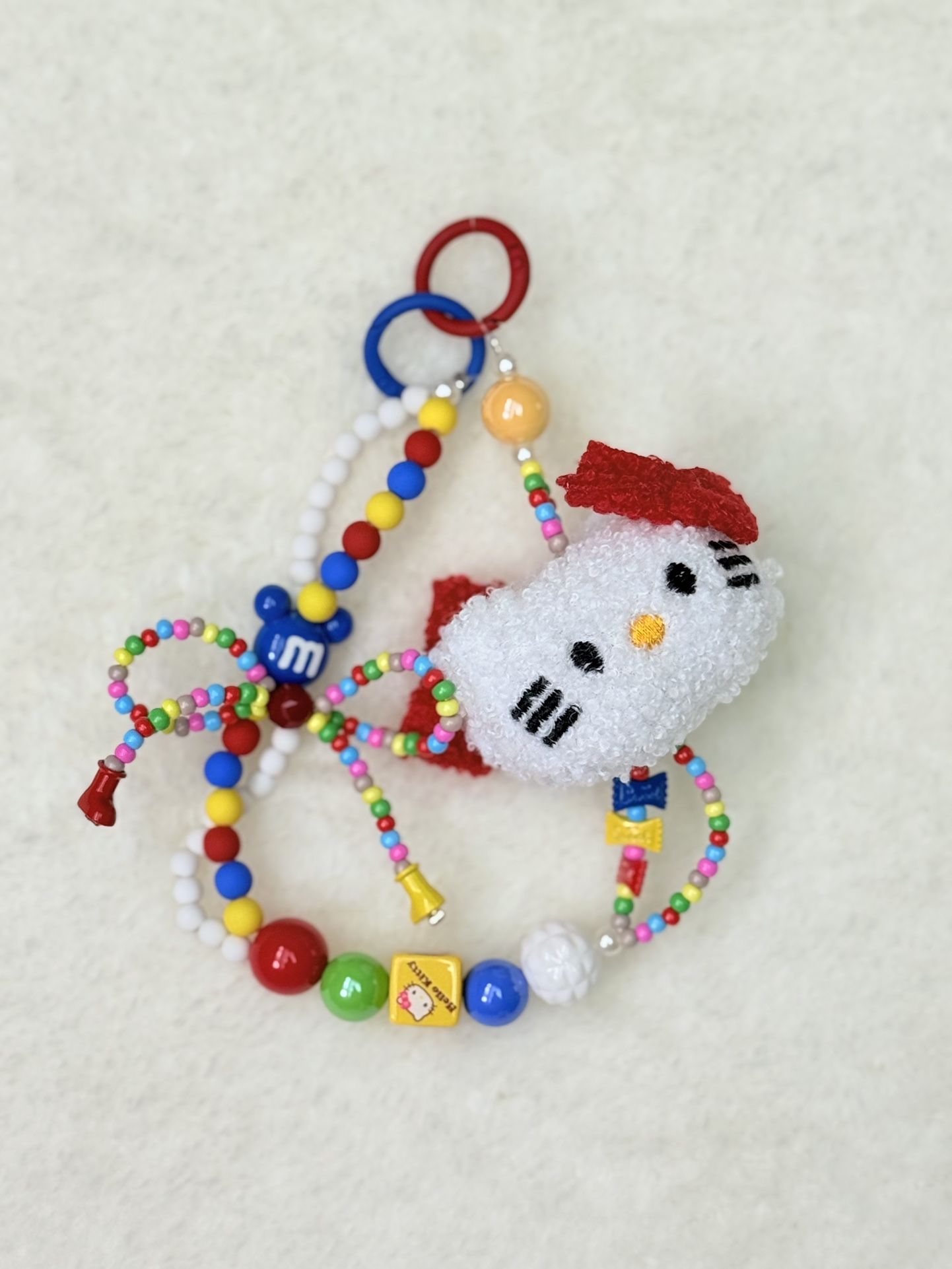 Kitty Phone Chain Anime Beaded Phone Pendant Kawaii Colorful Bead Keychain Gift