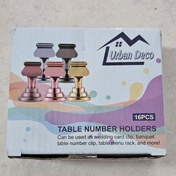 Urban Deco 16 Pieces Table Card Holder  1.7 Inches.  Gold Steel Card Hplders For Photo