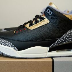 Jordan 3 Black Cement Gold In Men's 10.5 Women's 12