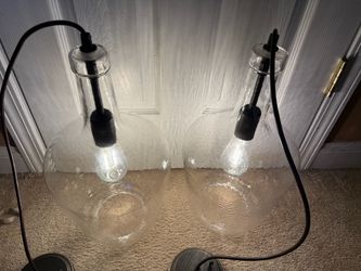 2 Pendant Light - Aged Bronze Traditional Clear Glass Jar Mini Hanging Lights