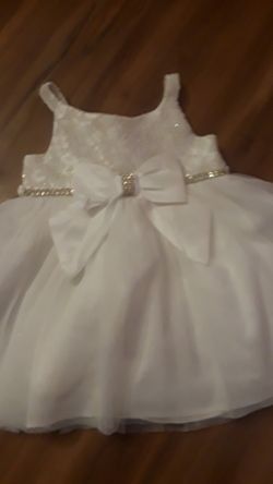 beautiful white and silver 12 months baby girl dress