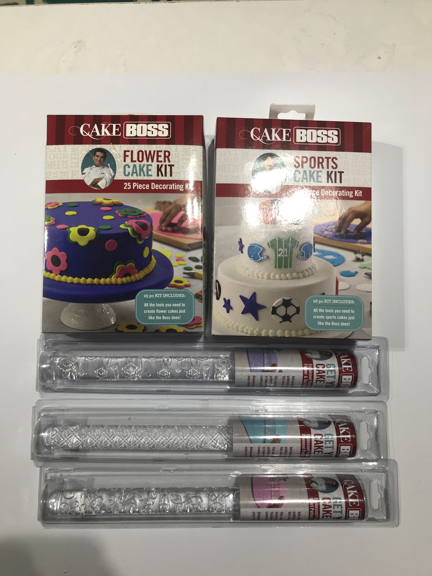 Cake boss cake decorating tools and fondant embossing rolling pins