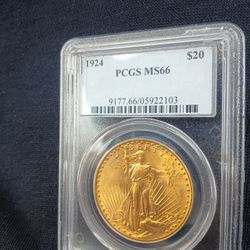 Pre 33 GOLD 1924 St. Gaudens Double Eagle PCGS MS 66