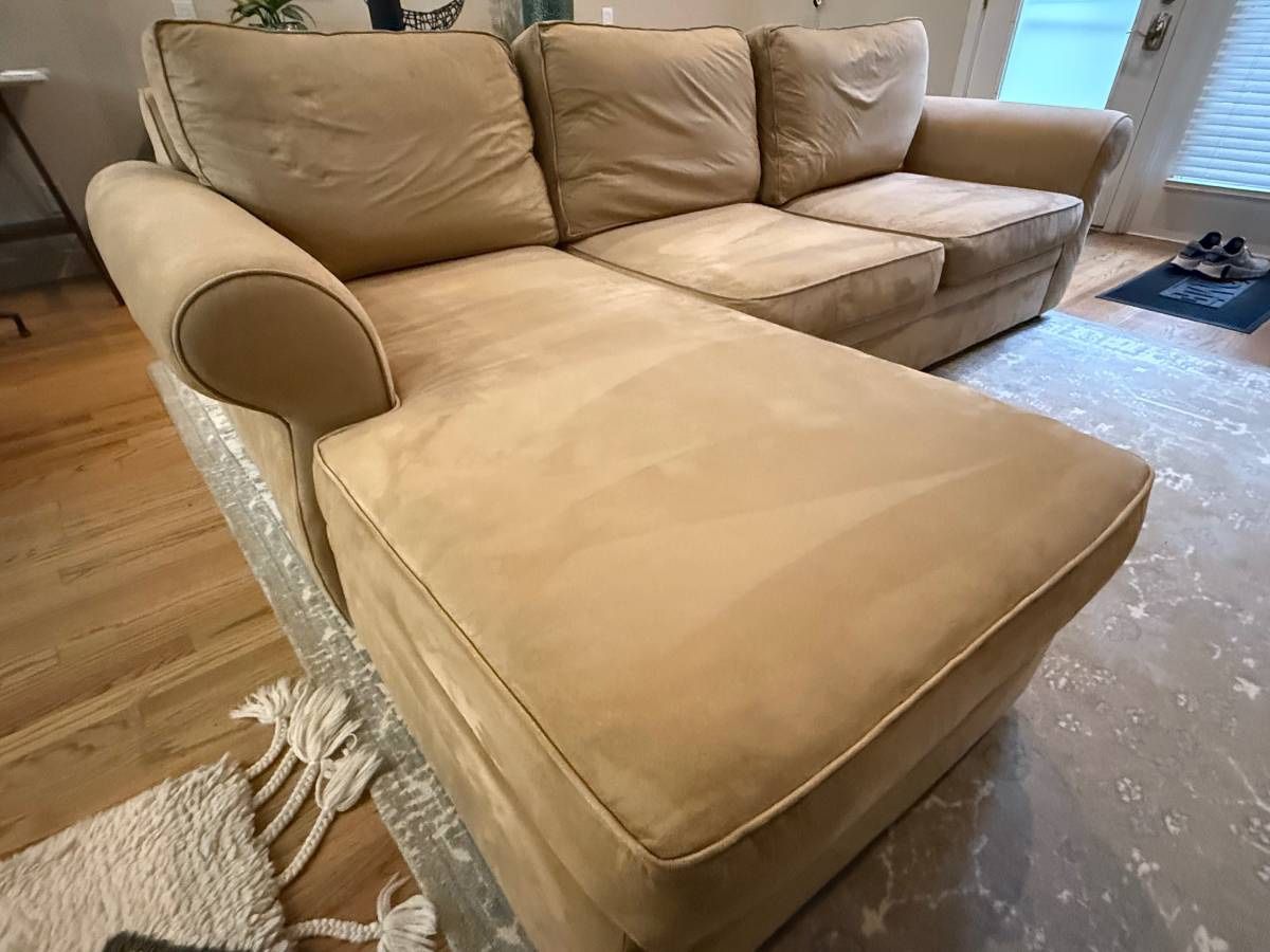 Pottery Barn Hampton Suede Sectional Couch With Chaise