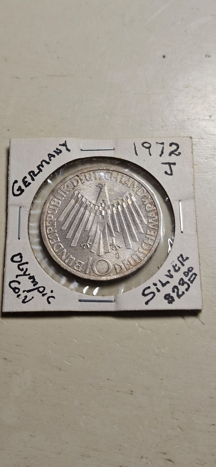 1972-J Silver German Olympic 10 Marks