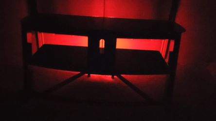 Black Glass LED TV Stand with Two Shelves