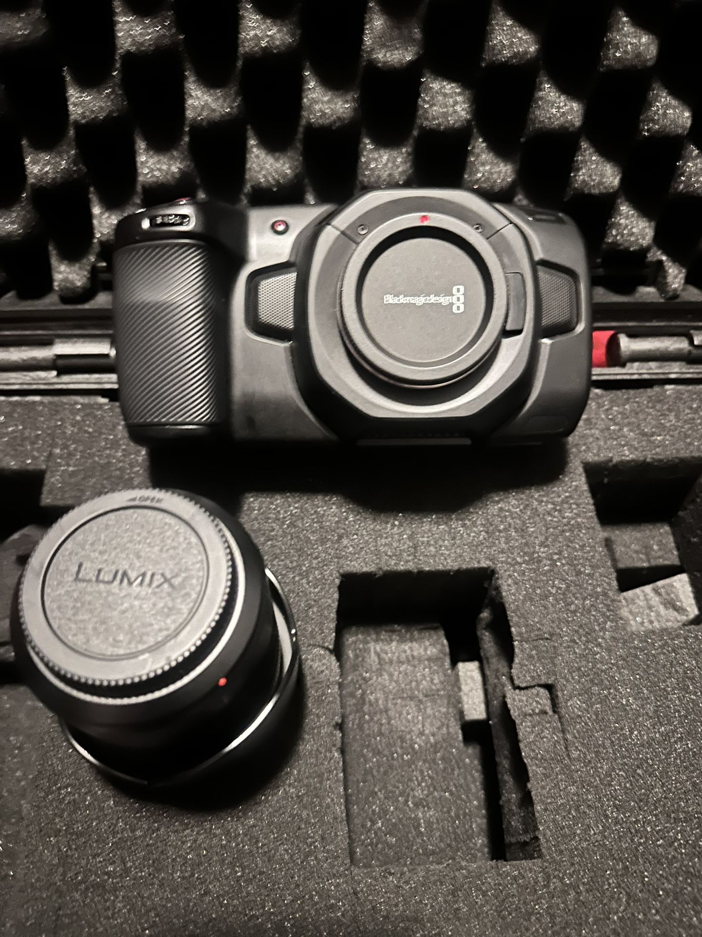 Black Magic Pocket Cinema 4k W/ LUMIX 14/140 Lens
