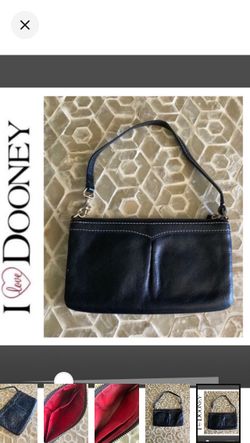 Dooney & Bourke Black Genuine Calf Leather Pleated Wristlet