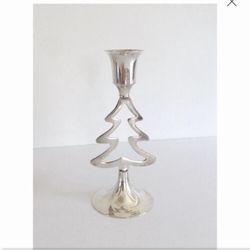 International Silver Co. Silver-Plate   Christmas Trees Candleholders - Set of 2