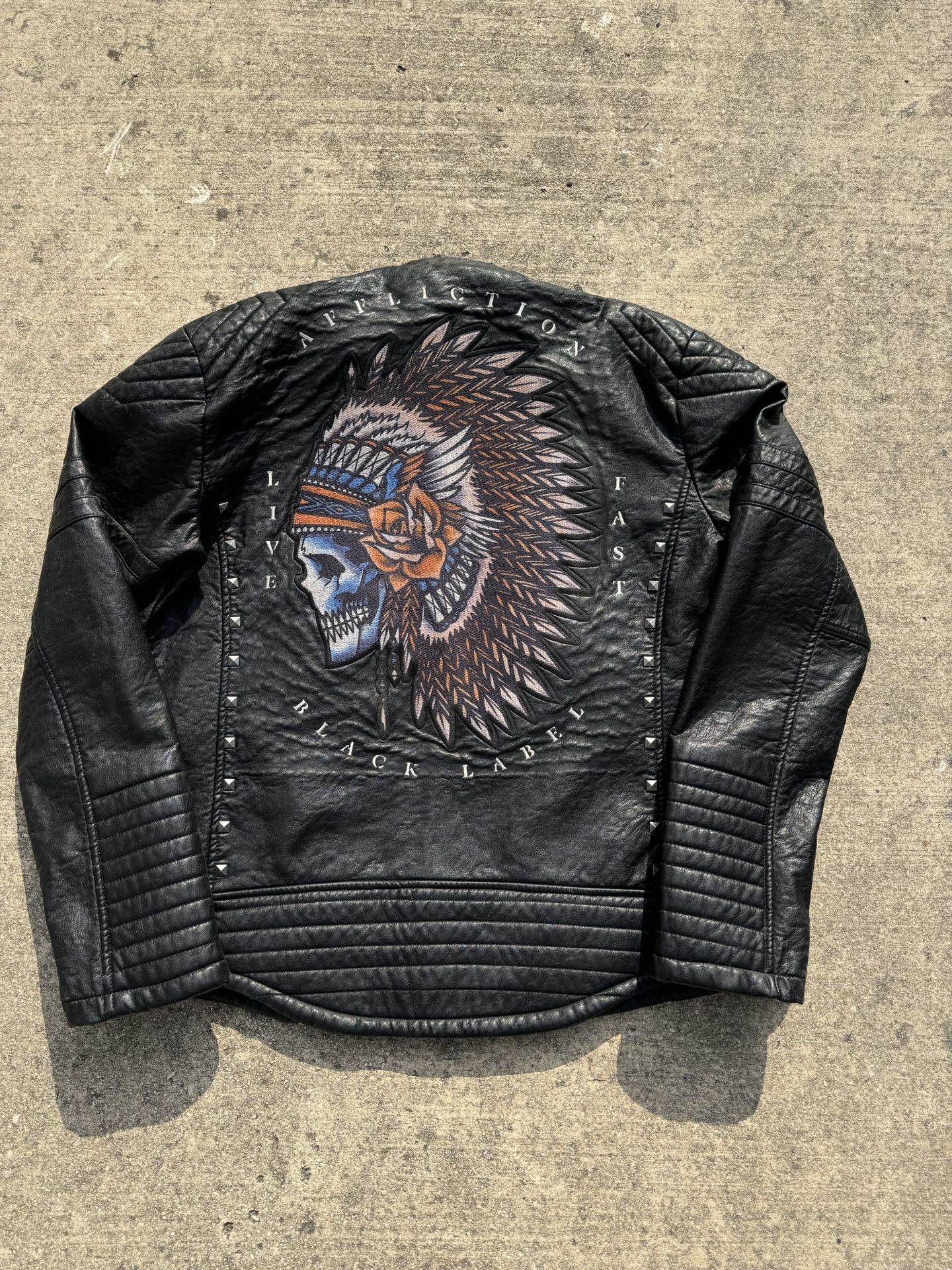 Affliction Tacena Faux Leather Jacket Native American design