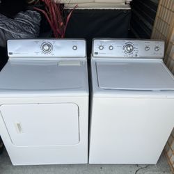 Maytag Centennial Top Load Laundry Pair with with MVW5035MW 27 inch Top Load Washer and MVWC350AW 29 inch Electric Dryer in White