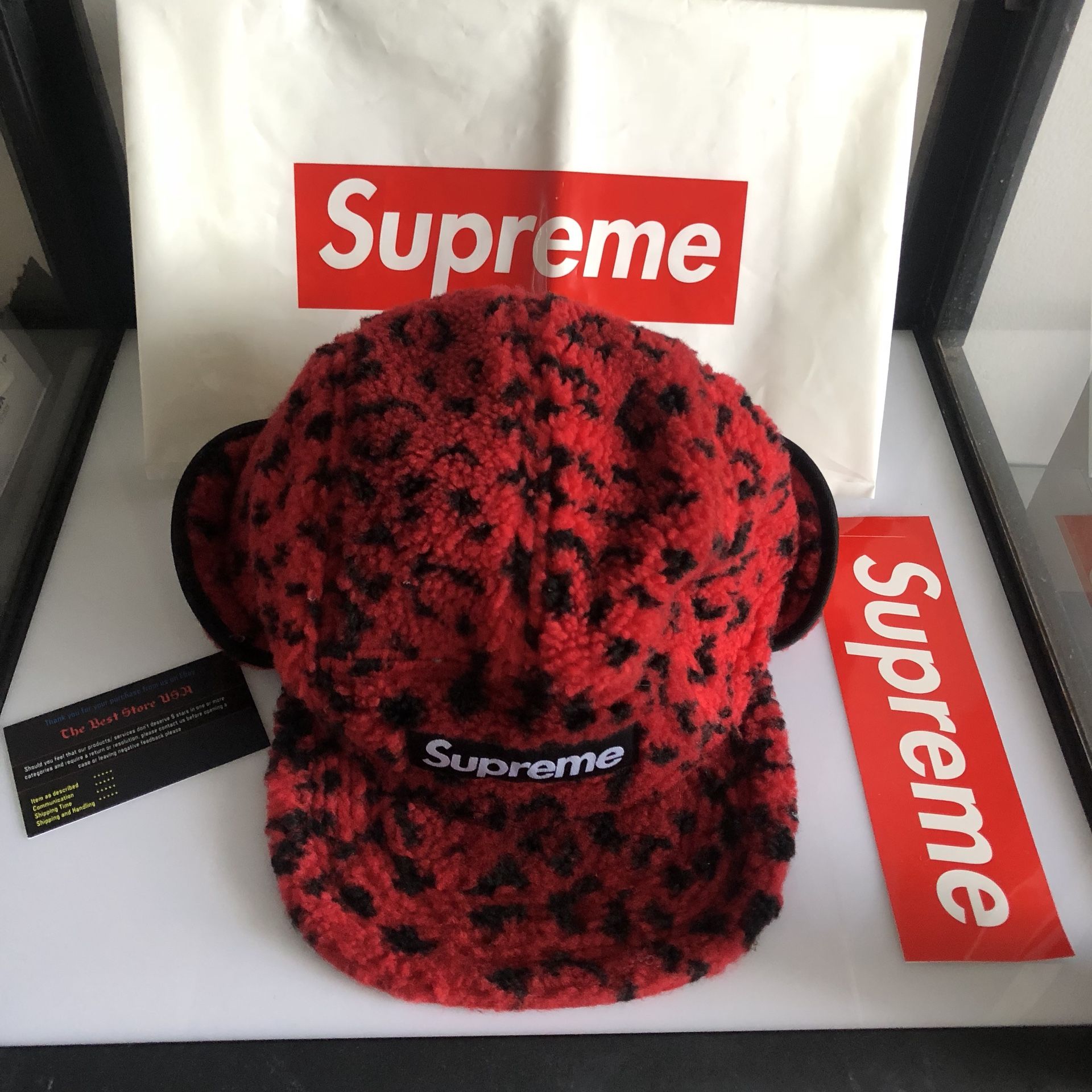 new supreme hat leopard earflap