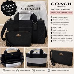 Coach Signature Tote Bag with Matching Wristlet