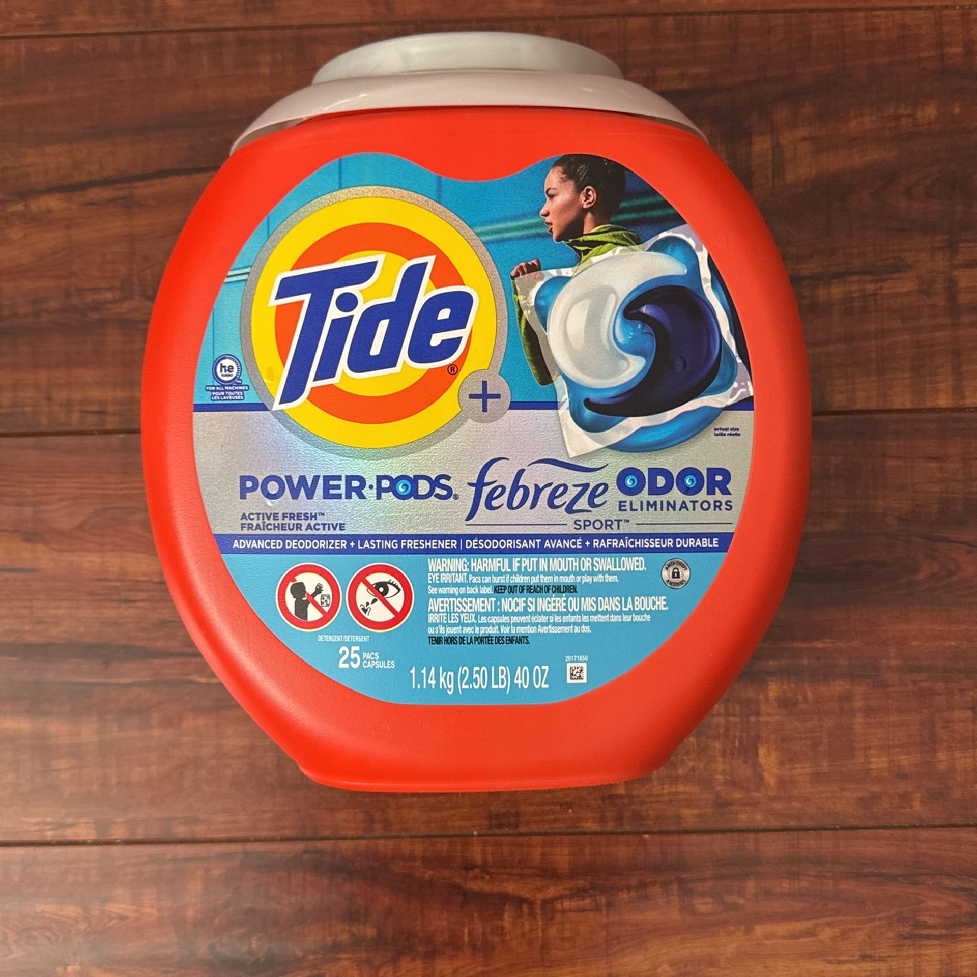 Tide POWER PODS With Febreze Sport Odor Eliminators: Active Fresh Scent 25 Pacs