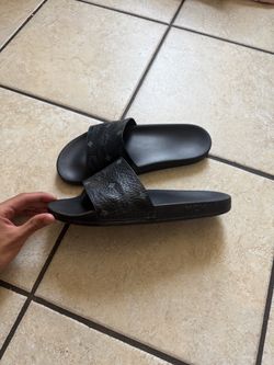 MCM Black Monogram Slide Sandals