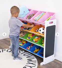 16 Bin Organizer with Chalkboard Panel