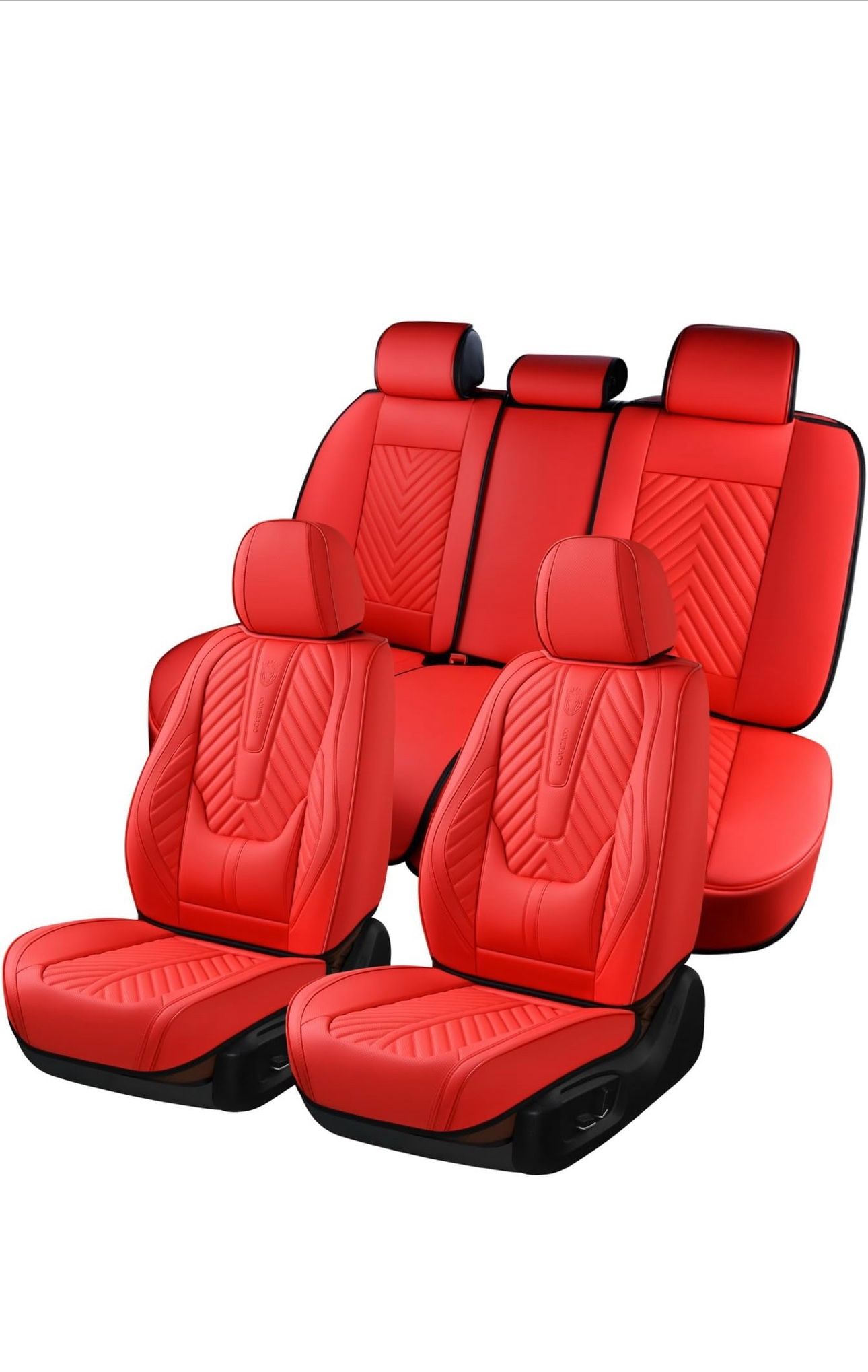 Coverado Car Seat Covers, Leatherette Seat Covers Full Set, Luxury Automotive Seat Covers Protector Cover Seat Universal Fit for Most Cars SUV Truck w