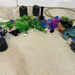 Aquarium Decoration Plants And Castle 