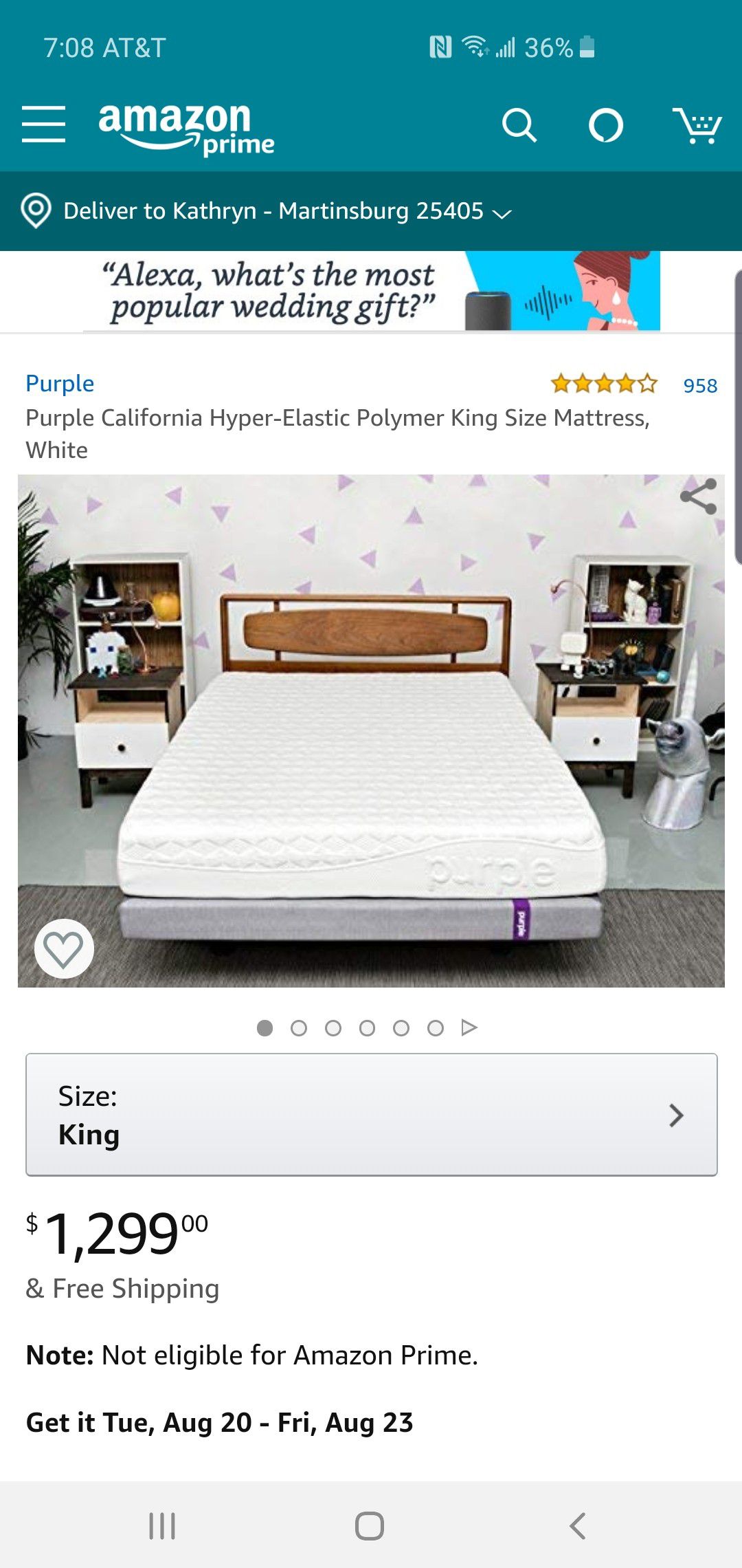 Cal king purple bed and platform