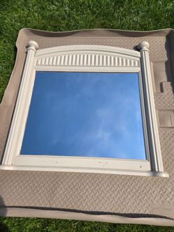 Vintage Mirror with beige painted wood Frame