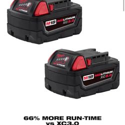 Milwaukee M18 18-Volt Lithium-Ion XC Extended Capacity 5.0 Ah Battery Pack (2-Pack) #48-11-1852
