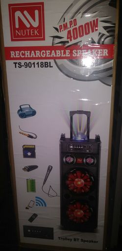 Brand new bluetooth rechargeable speaker 4000 watts, 2 speakers 10"