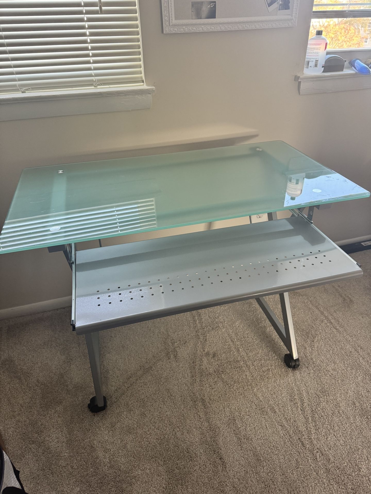 Glass and Metal Desk 