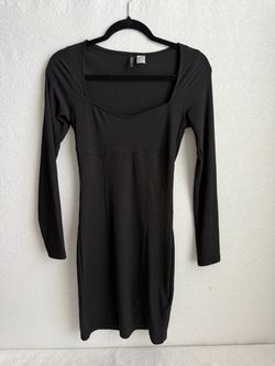 H&M Black Ribbed Long Sleeve Mini Dress