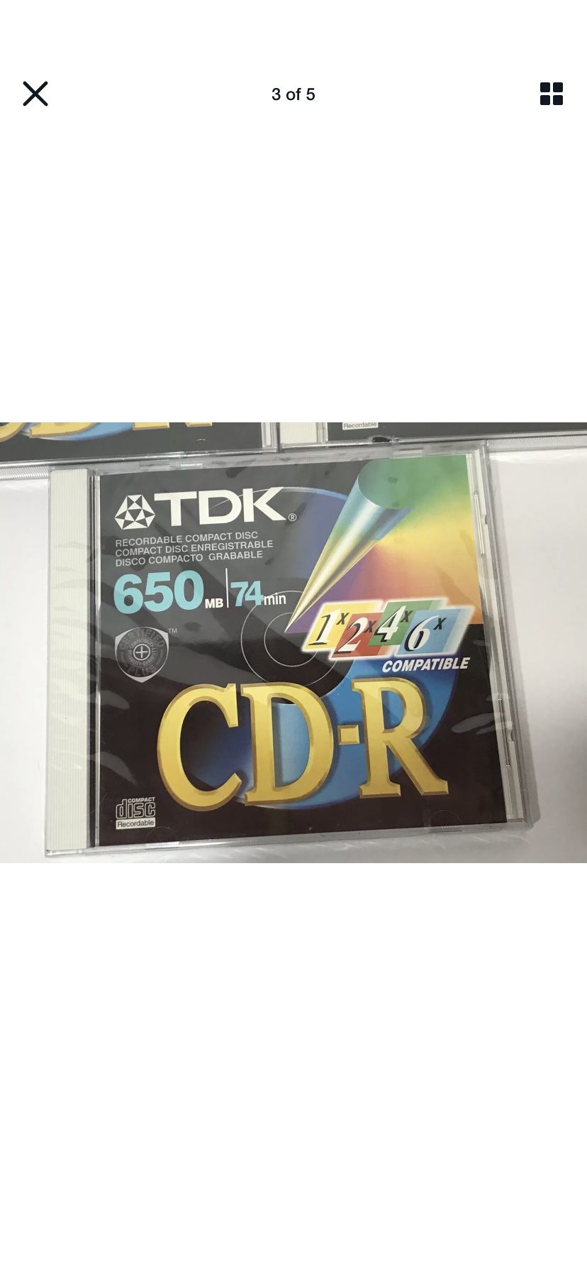 Lot of 5 CD-R TDK 650MB 74 Min CD-R74 V