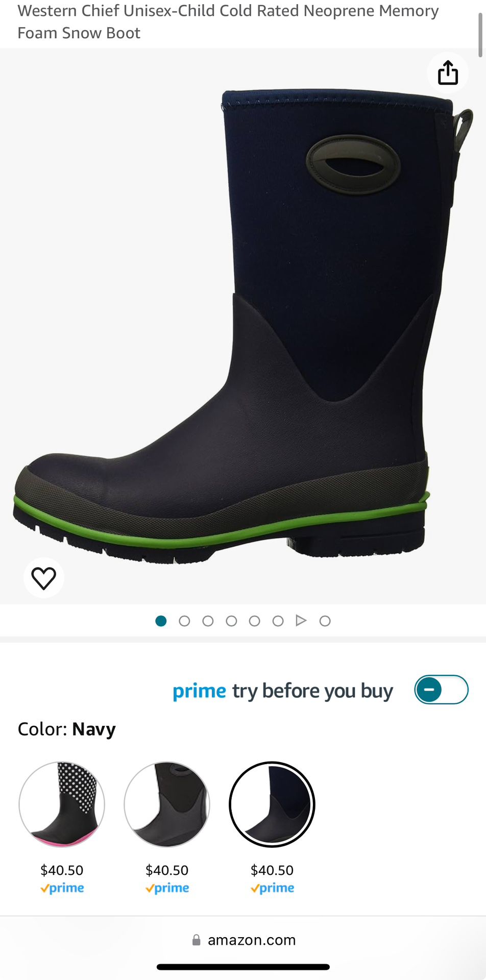 Big Kids Size 6 Western Chief Navy Blue Snow/Waterproof boots