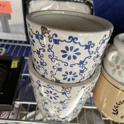 2 Decorative Ceramic Pots 4.5” No Holes
