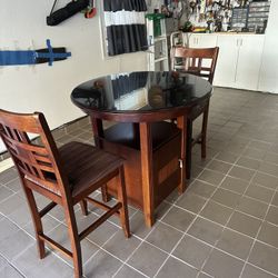 Glass Top Table With Storage And 2 Chairs