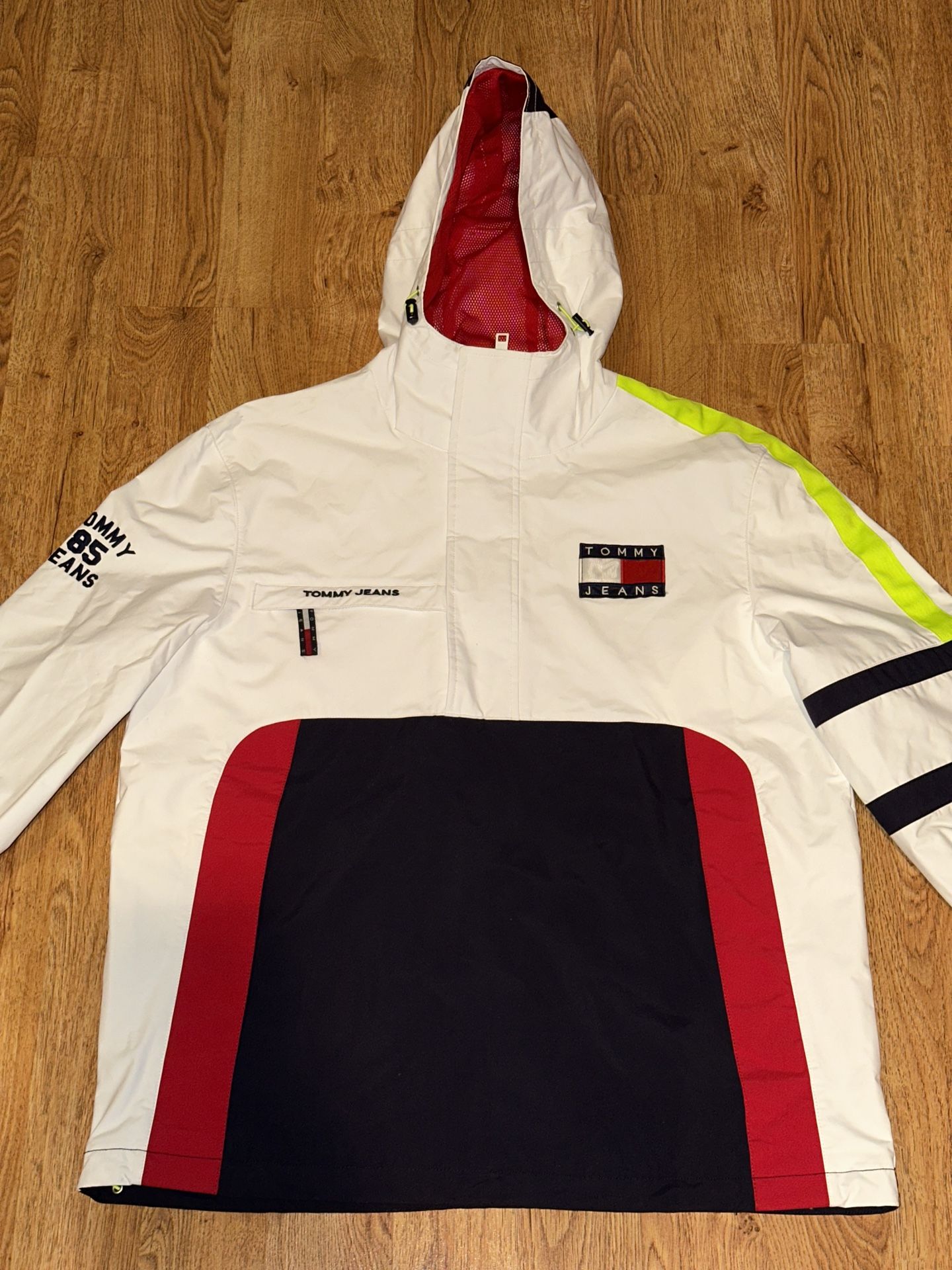 Vtg 90s Tommy Hilfiger Color Block Sailing Team Windbreaker Anorak Jacket Large