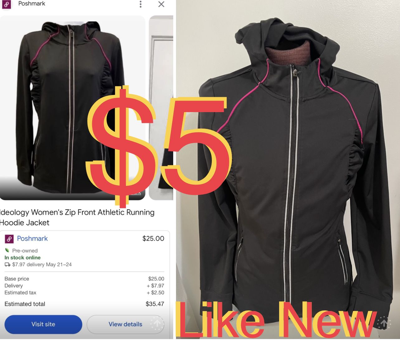 $5 in great condition Ideology Women zip Front Athletic Running Hoodie Jacket like new