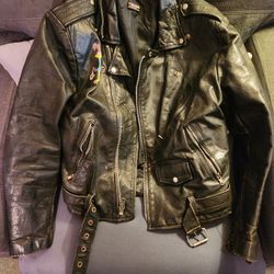 Leather Biker jacket With 2012 Monster Jam Autographs