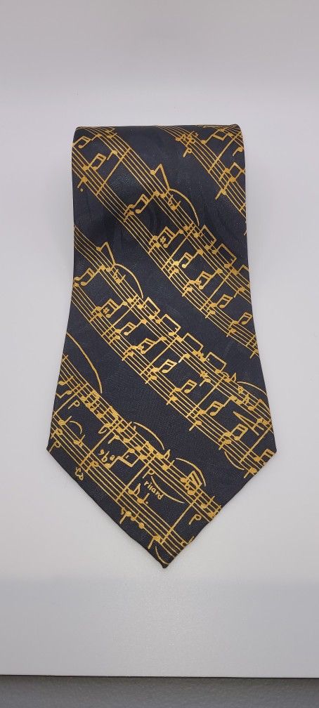 57x4 Fratello Silk Necktie Music Pattern Retro