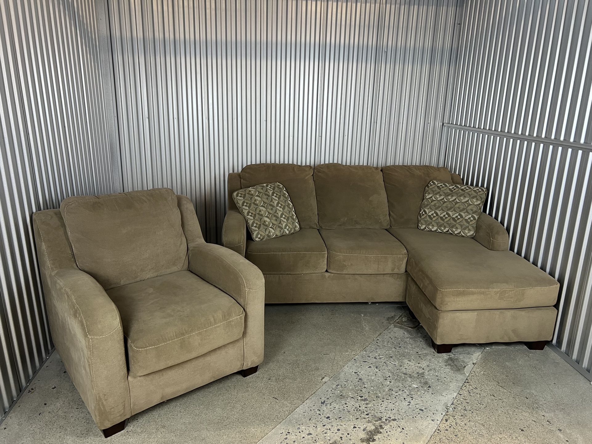 ( Free Delivery ) Ashley Beige Sectional Couch And Chair for Sale in