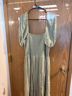 Sage Green Smocked Midi Dress