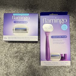 Flamingo Moisture Plus Razor Set and related 8 blade refills