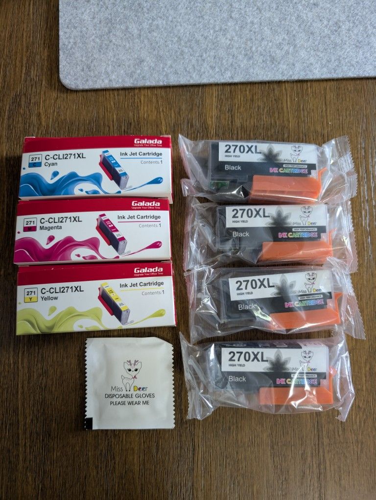 PIXMA Ink Cartridges: 270 XL Black (4) & 271 C-CLI271XL Cyan, Magenta, Yellow