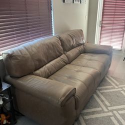 2 Brown Leather Sofas